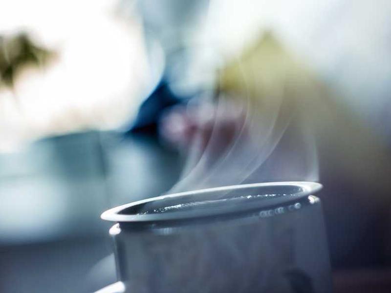 Persona copiando texto de un teléfono a una laptop